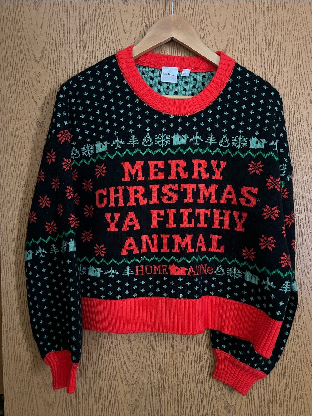 Home Alone 'Merry Christmas Ya Filthy Animal' Kids Holiday Sweater - Red & Black